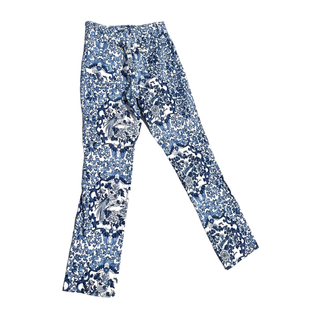 Ralph Lauren Black Label Blue & White Porcelain Print Pants Baroque Size 2 - Picture 7 of 10
